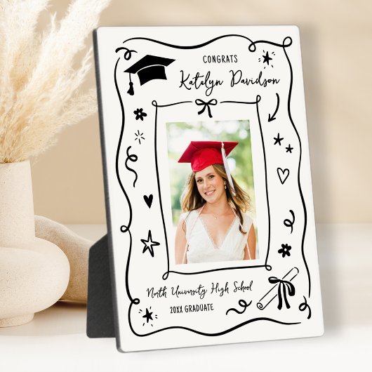 Personalized Doodle Photo Graduation Fotoplatte