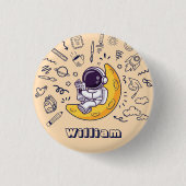 Personalized Doodle Space Planets Back to School Button (Vorderseite)