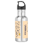 Personalized Doodle Space Planets Back to School Edelstahlflasche (Rückseite)