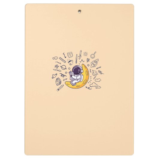 Personalized Doodle Space Planets Back to School Klemmbrett (Rückseite)