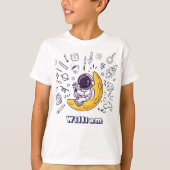 Personalized Doodle Space Planets Back to School T-Shirt (Vorderseite)