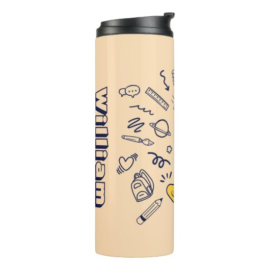Personalized Doodle Space Planets Back to School Thermosbecher (Nach links gedreht)