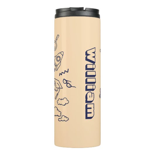 Personalized Doodle Space Planets Back to School Thermosbecher (Rückseite)