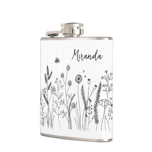 Personalized Doodle Wild Plants Vinyl Wrapped Flas Flachmann (Links)