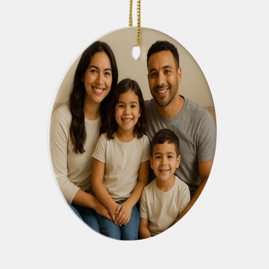 Personalized Double-Sided Family Photo Christmas Keramik Ornament (Rechts)