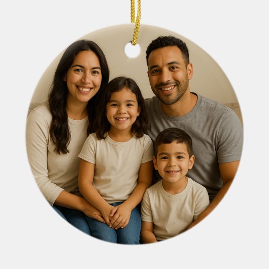 Personalized Double-Sided Family Photo Christmas Keramik Ornament (Vorne)