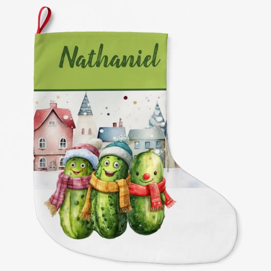 Personalized Double Sided Pickle Großer Weihnachtsstrumpf (Vorderseite)