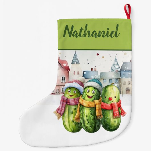 Personalized Double Sided Pickle Großer Weihnachtsstrumpf (Rückseite)