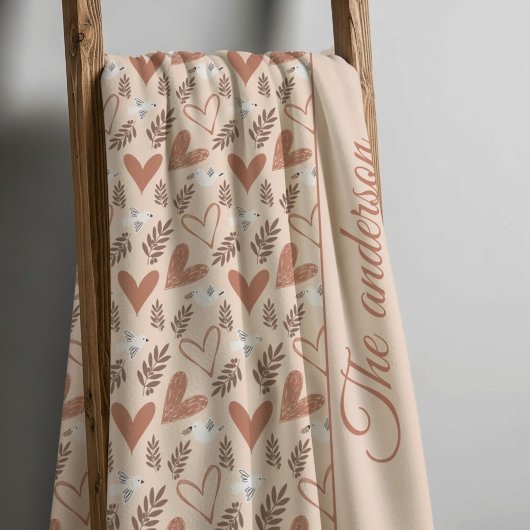 Personalized Dove & Heart Christian Pattern  Fleecedecke