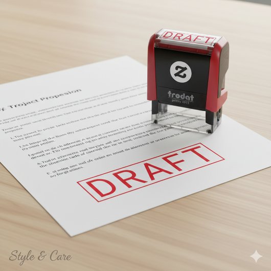 Personalized DRAFT Label Self Inking Stamp Design Permastempel