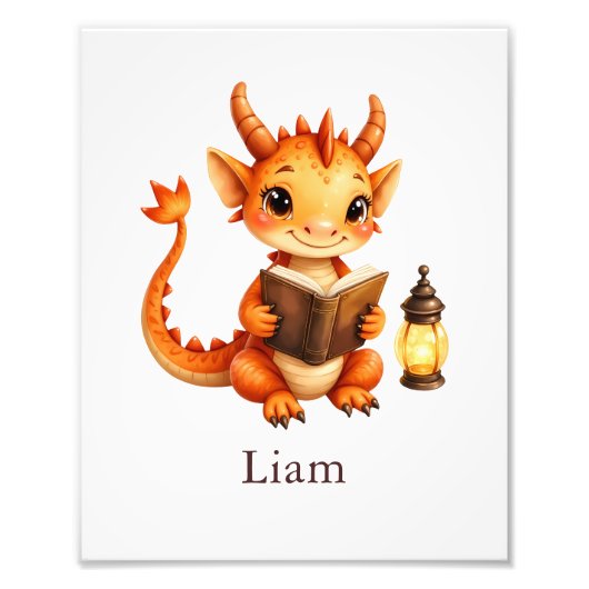 Personalized Dragon Art Print Custom Nursery Kids Fotodruck (Vorne)