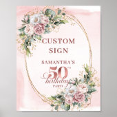 Personalized Dreamy Blush Floral 50 Birthday 8x10 Poster (Vorne)