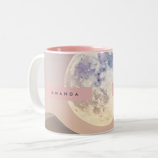 Personalized Dreamy Full Moon Over Desert  Zweifarbige Tasse (Vorderseite Links)