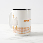 Personalized Duck – Cute Farm Animal Design  Zweifarbige Tasse (Vorderseite Links)