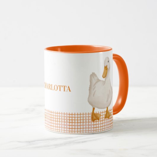 Personalized Duck Mug – Cute Farm Animal Design wi Tasse (VorderseiteRechts)