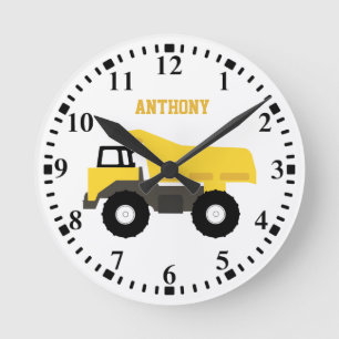 Personalized Dump Truck Construction Trucks Runde Wanduhr