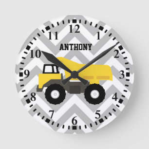 Personalized Dump Truck Construction Trucks Runde Wanduhr