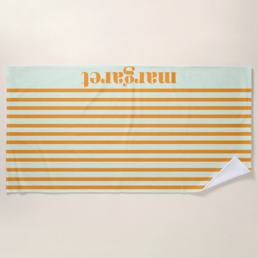 Personalized Dusky Orange Stripes Strandtuch (Vorderseite)