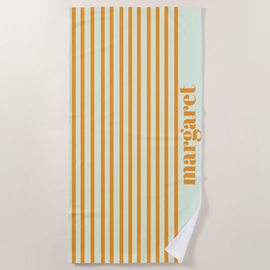 Personalized Dusky Orange Stripes Strandtuch (Vorderseite)