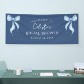 Personalized Dusty Blue Bow Welcome Bridal Shower Banner (Messe)