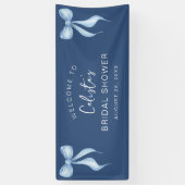 Personalized Dusty Blue Bow Welcome Bridal Shower Banner (Vertikal)