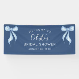 Personalized Dusty Blue Bow Welcome Bridal Shower Banner