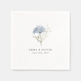 Personalized Dusty Blue Watercolor Wedding Napkins Serviette