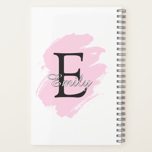 Personalized Dusty Rose Monogram Spiral Notebook Notizblock (Rückseite)