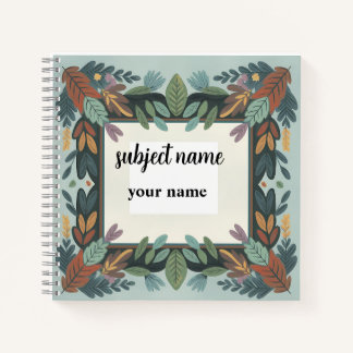 Personalized Earthy Botanical Frame Notebook Notizblock