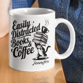 Personalized Easily Distracted By Books & Kaffeetasse