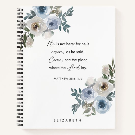 Personalized Easter Bible Verse Floral Christian Notizblock (Vorderseite)