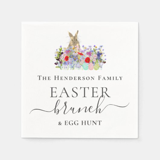 Personalized Easter Brunch and Egg Hunt Bunny Serviette (Vorderseite)