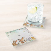 Personalized Easter Brunch Glass Square Coaster Glasuntersetzer (Schrägansicht)