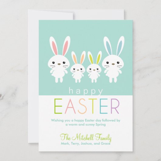 Personalized Easter Bunnies Greeting Card Feiertagskarte (Vorderseite)
