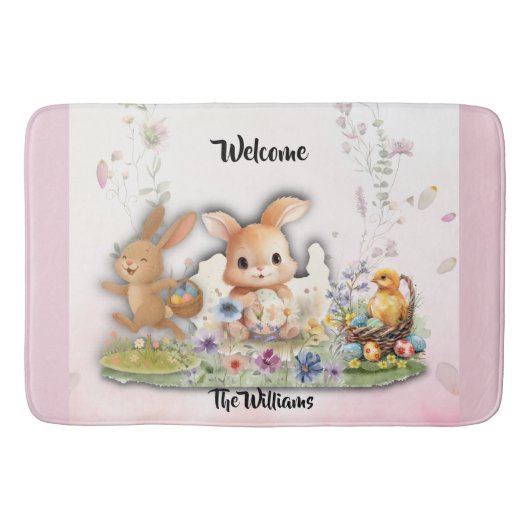 Personalized Easter Bunny Bath Mat Badematte (Vorderseite)