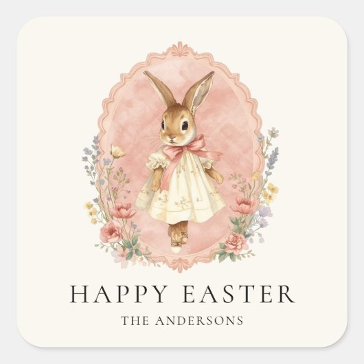 Personalized Easter Bunny Custom  Quadratischer Aufkleber (Vorderseite)