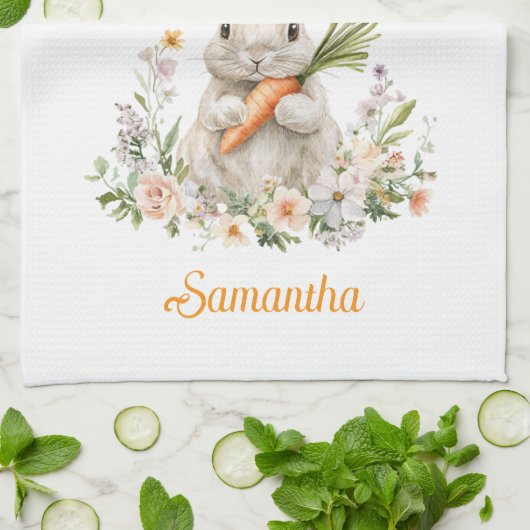 Personalized Easter Bunny Kitchen Towel Geschirrtuch (Gefaltet)