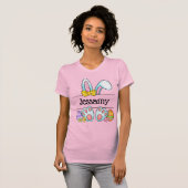Personalized Easter Bunny Name Pastel Bow T-Shirt (Vorne ganz)