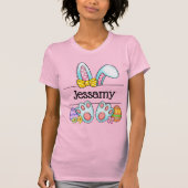 Personalized Easter Bunny Name Pastel Bow T-Shirt (Vorderseite)