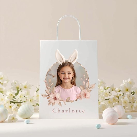 Personalized Easter Bunny Photo Gift Bag Mittlere Geschenktüte