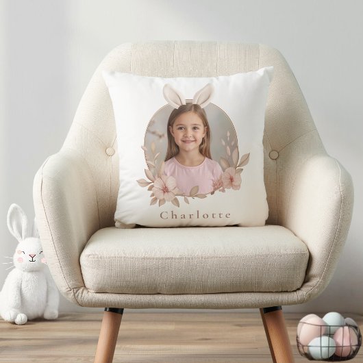 Personalized Easter Bunny Photo Pillow for Kids Kissen