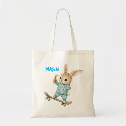 Personalized Easter Bunny Skateboard Tote Bag Tragetasche (Vorne)