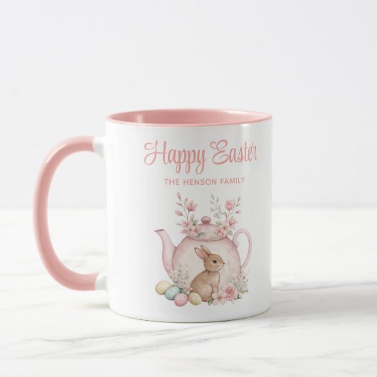 Personalized Easter Bunny Teapot Family  Tasse (Links)