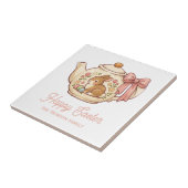 Personalized Easter Bunny Teapot Floral  Fliese (Seite)