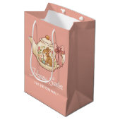 Personalized Easter Bunny Teapot Floral Mittlere Geschenktüte (Vorderseite Schrägansicht)