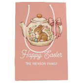 Personalized Easter Bunny Teapot Floral Mittlere Geschenktüte (Vorderseite)