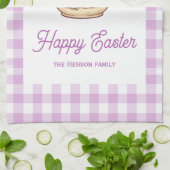 Personalized Easter Bunny Teapot Gingham Family Geschirrtuch (Gefaltet)