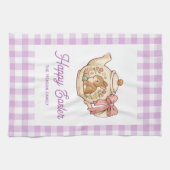 Personalized Easter Bunny Teapot Gingham Family Geschirrtuch (Horizontal)