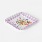 Personalized Easter Bunny Teapot Gingham Family Pappteller (Gewinkelt)