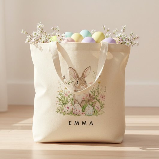 Personalized Easter Bunny Tote Bag with Name Tragetasche